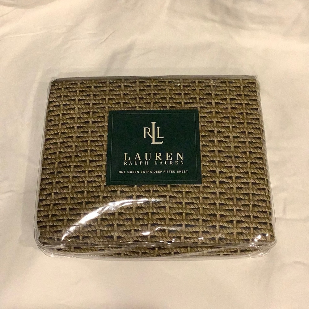 Vintage Ralph Lauren Charleston Wicker Queen Extra Deep Fitted Sheet